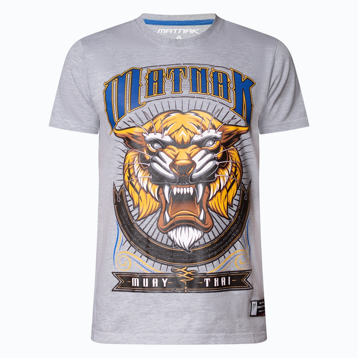 Muay Thai T-shirt MATNAK Sua Gray face MATNAK Sua grey Muay Thai T-shirt with Sak Yant tiger face